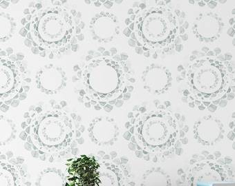 Sage Cyanotype Medallion Wallpaper. Peel and Stick Wallpaper. Removable. Accent Wall. Multiple color options available. *