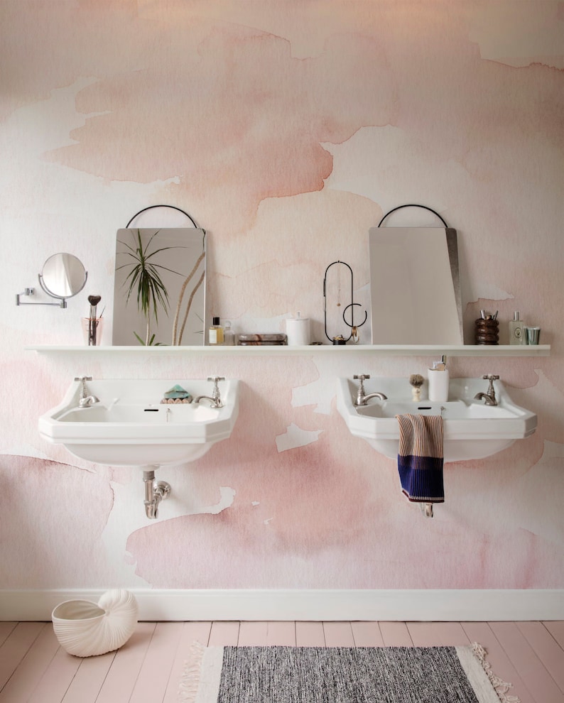 Hand Painted Watercolor Wallpaper. Peel and Stick Wallpaper. Etsy Canada