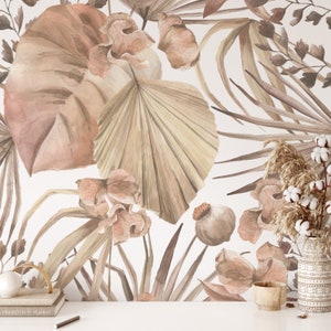 Modern Neutral Wallpaper. Color: Original. Peel + Stick and Traditional Options. Accent Wall. Tropical Wallpaper. Bedroom Wallpaper. *