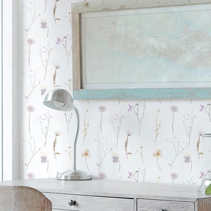 Pressed Flowers Wallpaper. Dried Spring Floral Wallpaper. Peel and Stick Wallpaper AND traditional pasted. Accent Wall. *