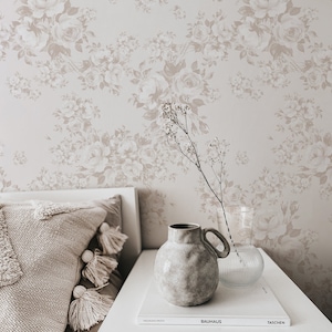 Rose Bouquet Wallpaper. Removable Peel + Stick and Traditional Wallpaper Options.  Multiple Colours Available. 25 Inch. *