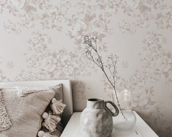 Rose Bouquet Wallpaper. Removable Peel + Stick and Traditional Wallpaper Options.  Multiple Colours Available. 25 Inch. *