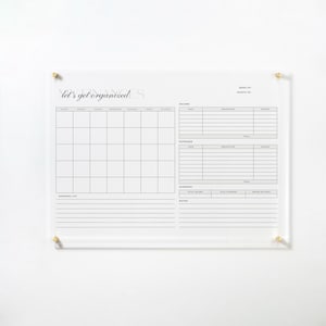 Acrylic Wall Calendar 2024 - Personalized Dry Erase Board - Wall Calendar with Side Notes -  Monthly Calendar with Financial Planning