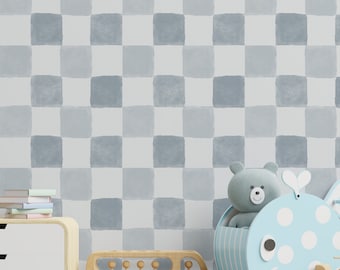 Clémence Wallpaper - Pale Blue. Nursery Bedroom Wallpaper. Peel and Stick and Traditional Wallpaper Options. Multiple Colors Available. 25&quot;.