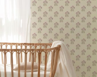 English Rose Wallpaper.  Peel and Stick and Traditional Wallpaper Options. Removable. Accent Wall.