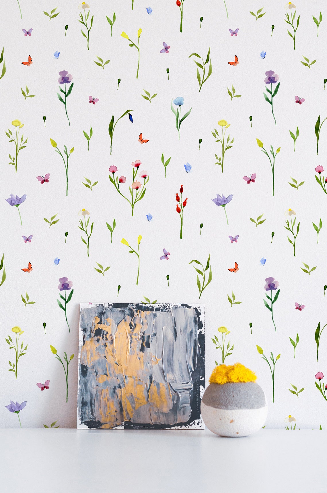 Tiny WildFlower Wallpaper. Peel and Stick and Traditional | Etsy