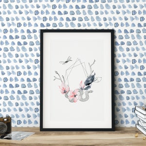 Minimal Paint Brush Wallpaper. Watercolor Blue Wallpaper. Peel and Stick Wallpaper. Removable. Multiple Colors Available. *