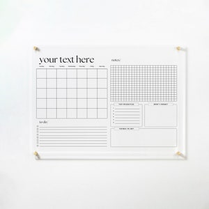 Acrylic Wall Calendar 2023 - Personalized Dry Erase Board - Wall Calendar with Side Notes -  Monthly Calendar - Family Planner