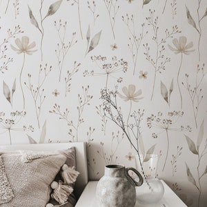 Tranquil Bloom Wallpaper.  Peel and Stick and Traditional Wallpaper Options. Removable. Accent Wall. *