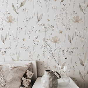 Tapete - ruhige Blüte. Peel and Stick und traditionelle Wallpaper-Optionen. Abnehmbar. Akzentwand. *