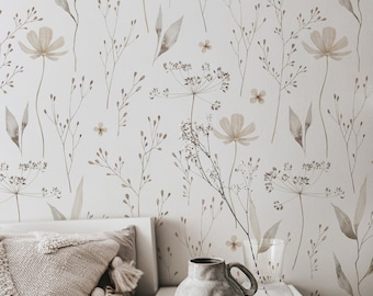 Tranquil Bloom Wallpaper.  Peel and Stick and Traditional Wallpaper Options. Removable. Accent Wall. *