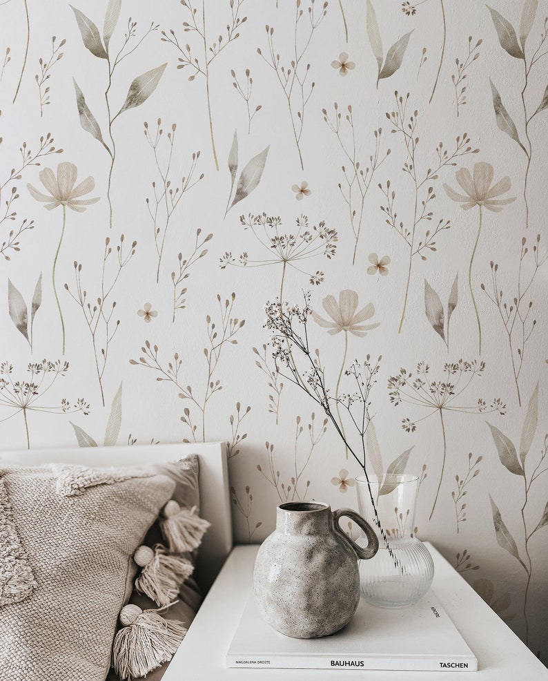 Tranquil Bloom Wallpaper. Peel and Stick and Traditional Wallpaper Options. Removable. Accent Wall. image 1