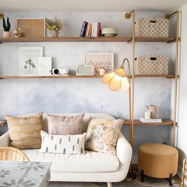 Venetian Wallpaper. Pale Blue. Hand Painted. Peel and Stick and Traditional Wallpaper Options. Bedroom Accent Wall. Many Colors Available.*