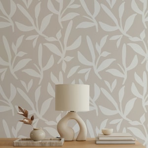 Minimalist Botanique Wallpaper. Removable Peel + Stick and Traditional Wallpaper Options. Accent Wall. Multiple Colours Available.