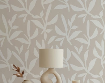 Minimalistische botanische Tapete. Abnehmbares Peel + Stick und traditionelle Wallpaper-Optionen. Akzentwand. Mehrere Farben erhältlich.