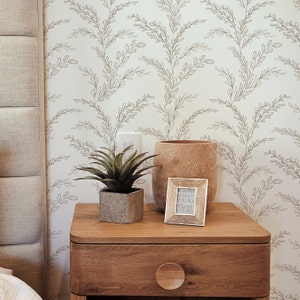 Rustic Foliage Wallpaper. Colour: Beige. Removable Peel + Stick and Traditional Wallpaper Options.  Multiple Colors Available. *