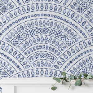 Modern Moroccan Wallpaper. Color: Original Blue. Peel and Stick or Traditional Wallpaper. Accent Wall. Many Colors Available. 50 Inch. *