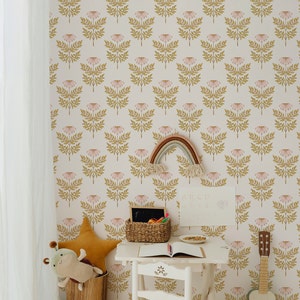 Ditsy Daisy Wallpaper. Removable Peel + Stick and Traditional Wallpaper Options. Accent Wall. Kids Room Wallpaper.