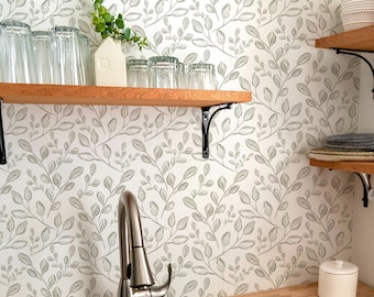 Sweet Watercolor Floral Wallpaper. Original Colors.  Removable Peel and Stick and Traditional Wallpaper Options. Removable. *