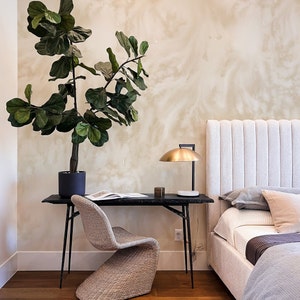 Huge Seamless Watercolor Wallpaper - Almond. Removable Peel + Stick and Traditional Wallpaper Options.  Multiple Colors. 50 Inch. *