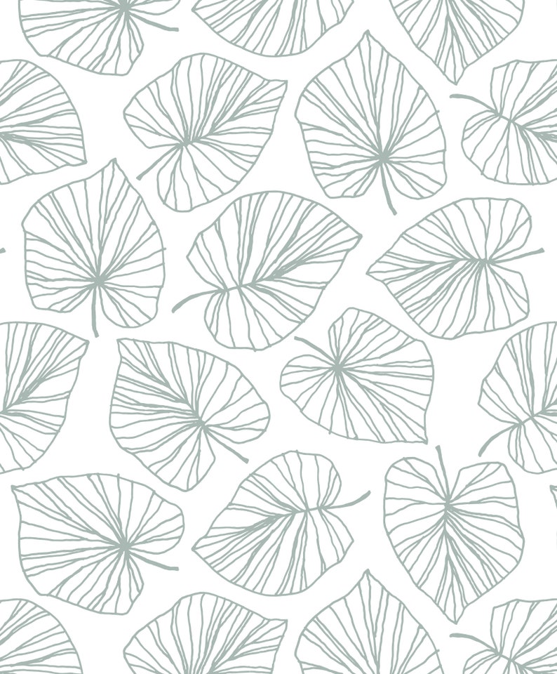 May include: A seamless pattern featuring a repeating design of light blue leaves with a white background.