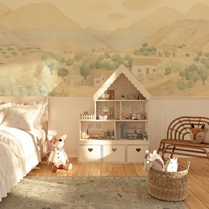Tuscany Landscape. Bedroom Mural Wallpaper. Removable Peel and Stick + Traditional Wallpaper Options. Landscape Wallpaper. Nature Wallpaper