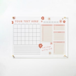 Acrylic Wall Calendar 2023 - Personalized Dry Erase Board - Wall Calendar with Side Notes -  Monthly and Daily Calendar - Family Planner