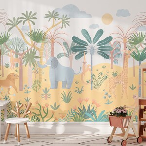 Jungle Wallpaper Mural. Bedroom Mural Wallpaper. Removable Peel and Stick + Traditional Wallpaper Options. Kids Bedroom Mural.