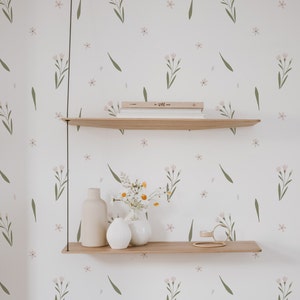 Summer Floral Wallpaper. Removable Peel + Stick and Traditional Wallpaper. Multiple Colors Available. Original Color. 25" Repeat. *