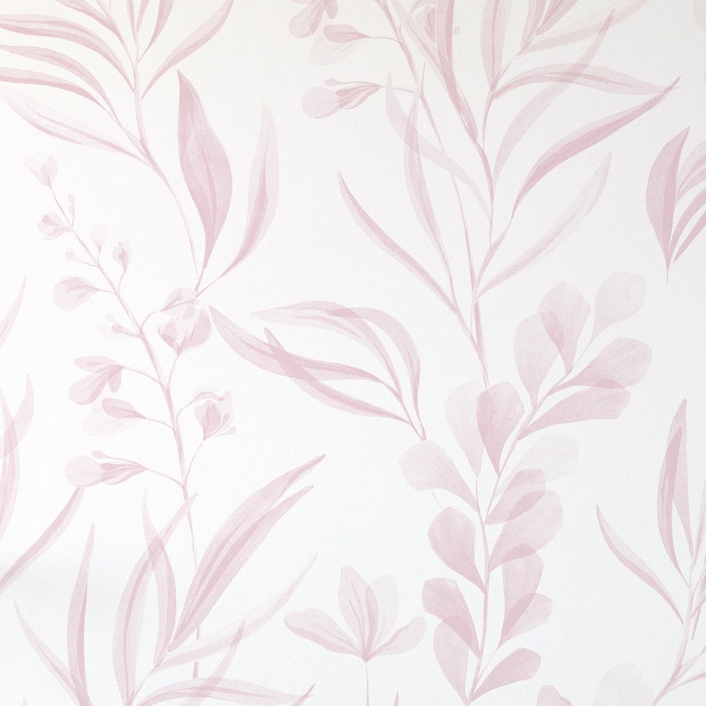 Watercolor Floral Wallpaper. Color Dusty Pink. Peel and Stick Etsy