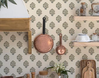 Antique Sprigs Wallpaper. Removable Peel + Stick and Traditional Wallpaper Options. Accent Wall.