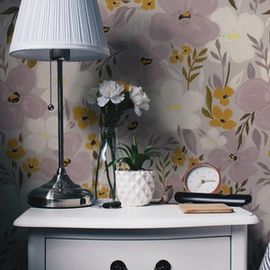 Fleur Wallpaper - 50". Peel and Stick Wallpaper. Removable. Accent Wall. Multiple color options available.
