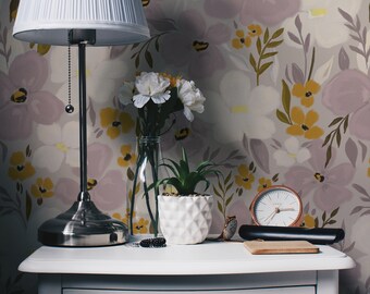 Fleur Wallpaper - 50". Peel and Stick Wallpaper. Removable. Accent Wall. Multiple color options available.