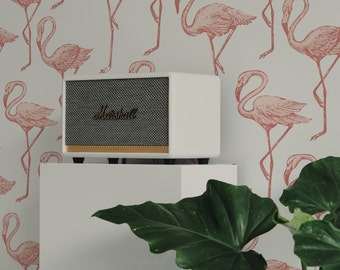 Flamingo Party Wallpaper. Peel and Stick and Traditional Wallpaper Options. Removable. Accent Wall. Multiple Colours Available.