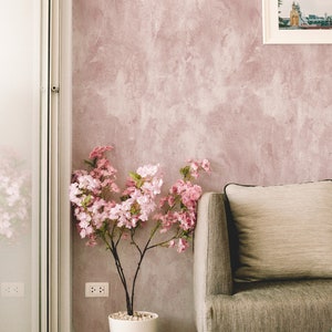 Minimal Paint Textured Wallpaper. Dusty Rose Colour. Peel and Stick Wallpaper. Removable. Accent Wall. Multiple colors available, *