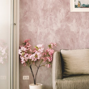 Minimale Farbstrukturierte Tapete. Dusty Rose Farbe. Tapete abziehen und aufkleben. Abnehmbar. Akzentwand. In mehreren Farben erhältlich, *