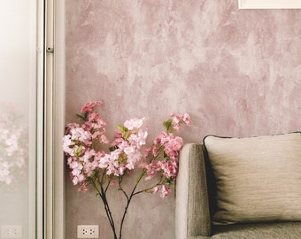 Minimal Paint Textured Wallpaper. Dusty Rose Colour. Peel and Stick Wallpaper. Removable. Accent Wall. Multiple colors available, *