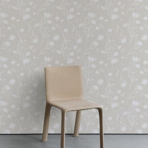 Warm Grey Floral Wallpaper. Peel and Stick Wallpaper. Removable. Accent Wall. Multiple color options available. 50 inch. *