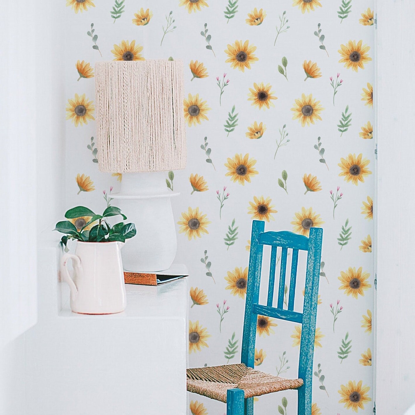 Sunflower Wallpaper. Bright and Colorful. Peel and Stick | Etsy