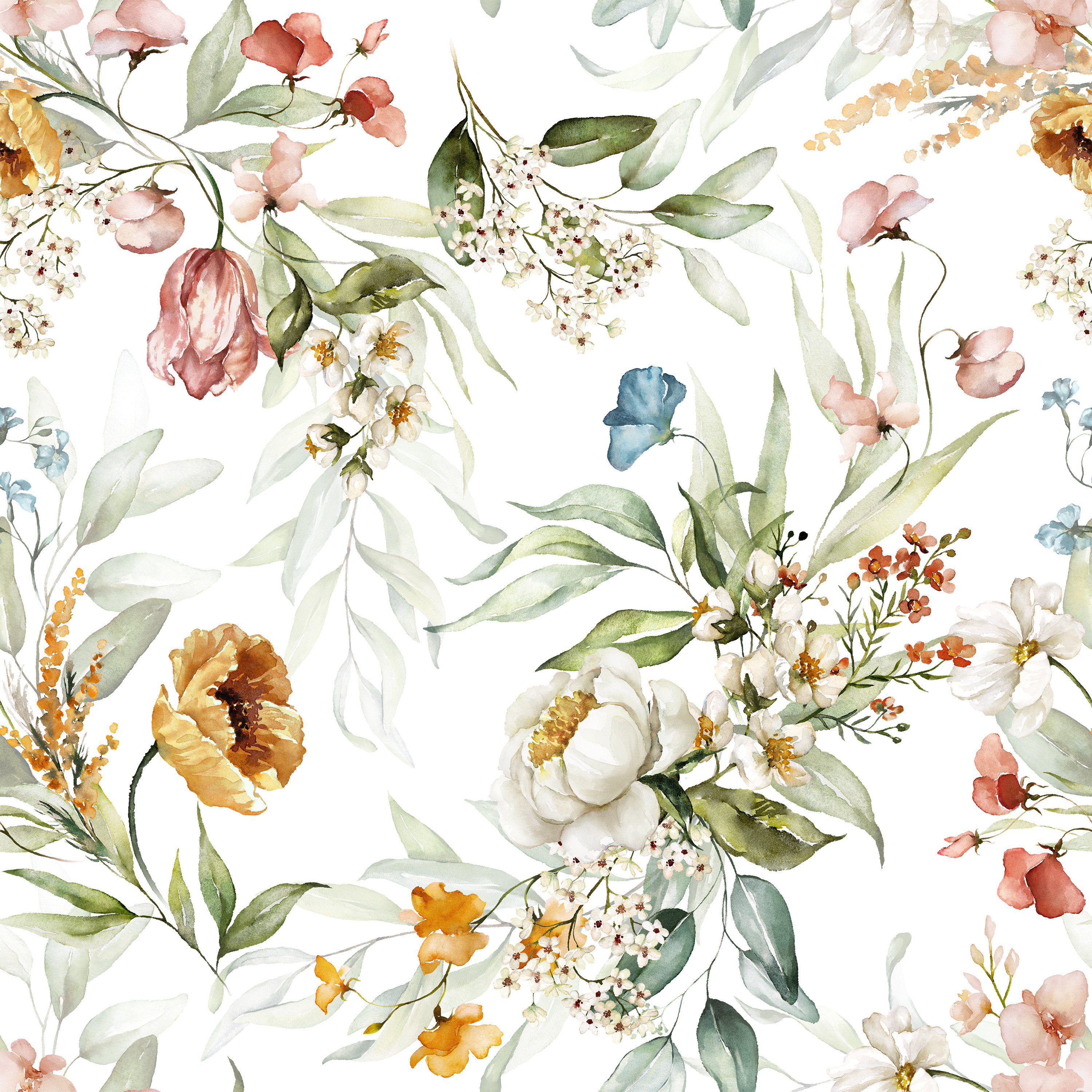 Large Floral Mural Wallpaper. Watercolor Floral. Peel and Etsy Canada