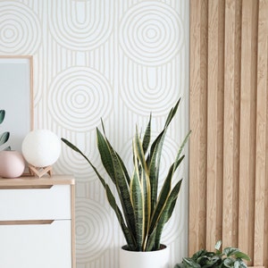 Zen Abstract Wallpaper. Ecru Color.  Peel and Stick Wallpaper. Removable. Accent Wall. Available in Many Colors. 5483587. *