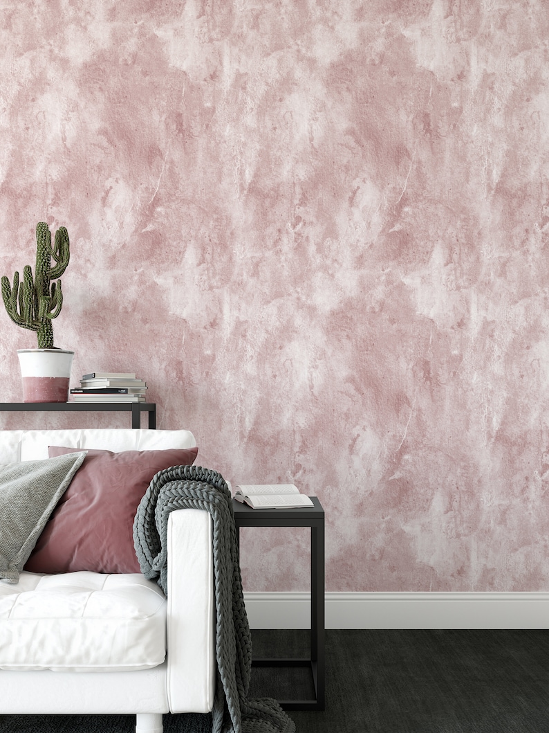 dusty rose peel and stick wallpaper Minimal paint textured wallpaper