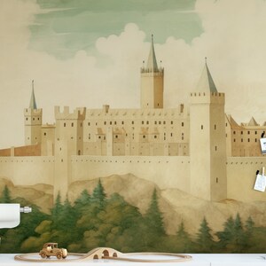 DunBroch Castle Mural. Bedroom Mural Wallpaper. Removable Peel and Stick + Traditional Wallpaper Options. Castle Wallpaper. Fairy Tale Wall