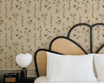 Herbal Etchings Wallpaper. Removable Peel + Stick and Traditional Wallpaper Options. Accent Wall.
