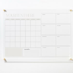 Acrylic Wall Calendar 2024 - Personalized Dry Erase Board - Wall Calendar with Side Notes -  Monthly and Weekly Calendar - Family Planner