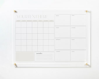 Acrylic Wall Calendar 2024 - Personalized Dry Erase Board - Wall Calendar with Side Notes -  Monthly and Weekly Calendar - Family Planner