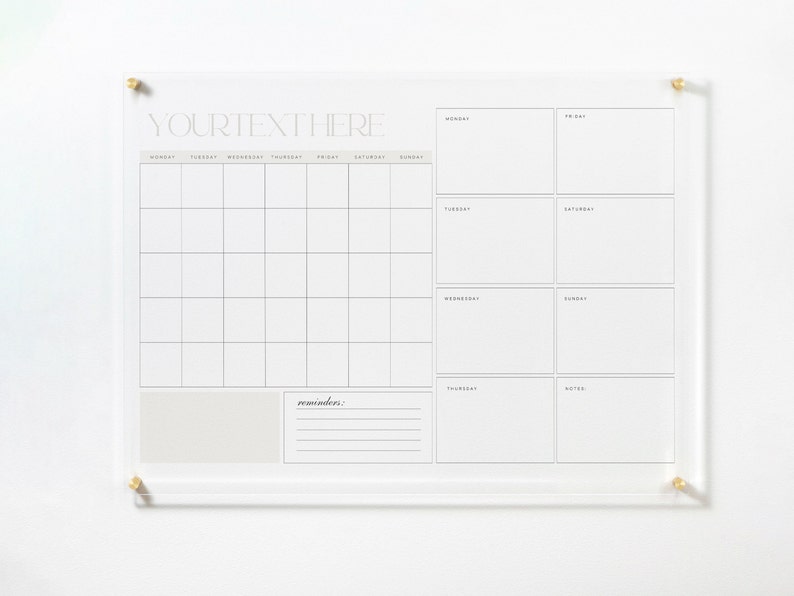 Acrylic Wall Calendar 2024 Personalized Dry Erase Board Wall Calendar with Side Notes Monthly and Weekly Calendar Family Planner image 1