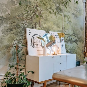 Vintage Landscape Wallpaper. Hand Painted. Vintage Tree Mural. Texture Peel and Stick Mural Wallpaper. Size Options. Bedroom Mural. Texture.