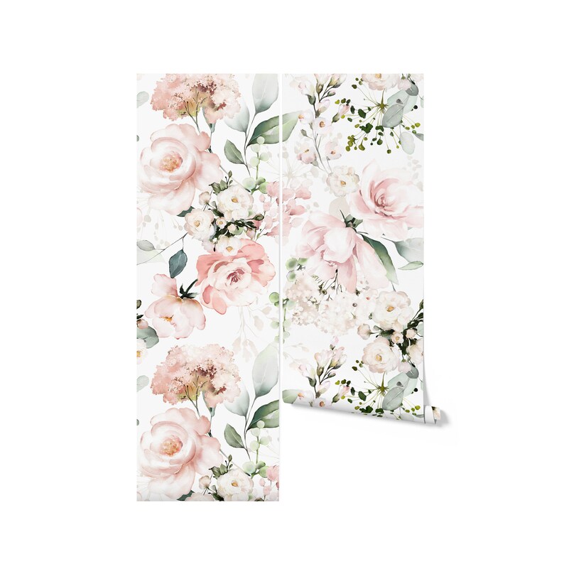 Soft Watercolour Floral Wallpaper. Peel + Stick Wallpaper and ...