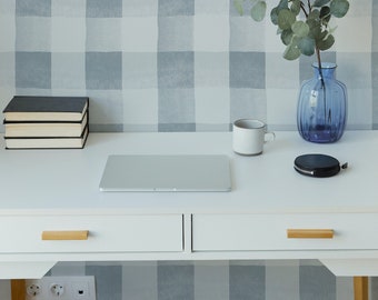 Camille Wallpaper - Pale Blue. Removable Peel + Stick and Traditional Wallpaper Options. Multiple colors available. Checkered Wallpaper.